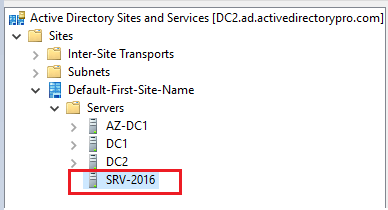 Leftover server object in Sites and Services